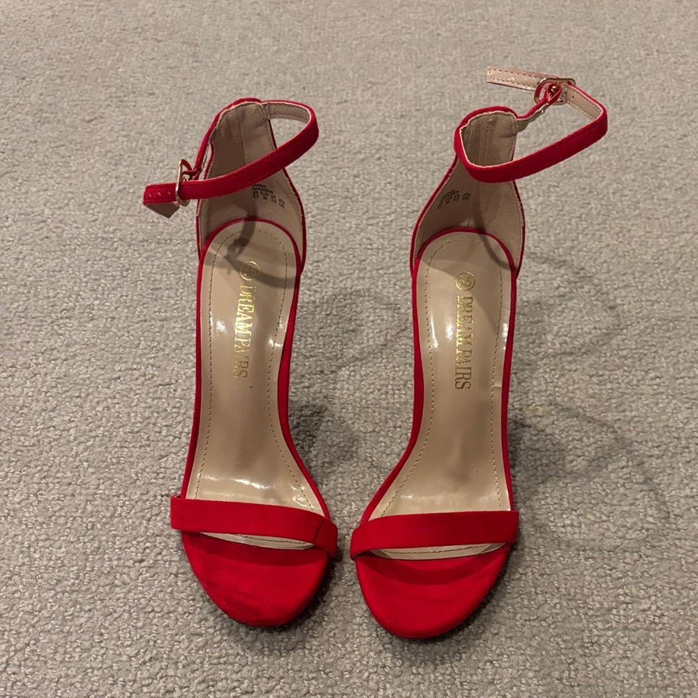 Dream Pairs Red Ankle Strap Heels